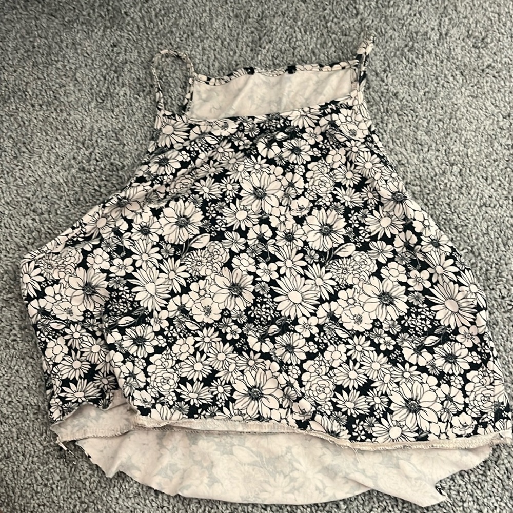 Black & Cream Pattern Halter Top